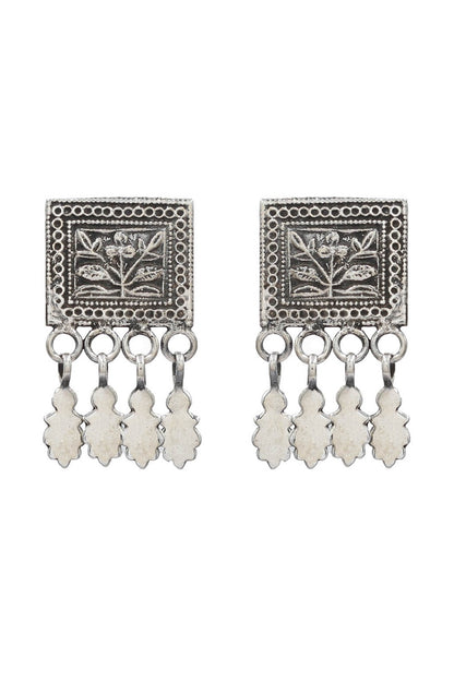 Oxidized Silver Finish Handcrafted Dangler Earrings In Sterling Silver