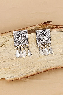 Oxidized Silver Finish Handcrafted Dangler Earrings In Sterling Silver
