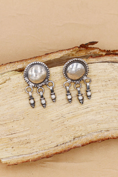 Oxidized Silver Finish Handcrafted Dangler Earrings In Sterling Silver