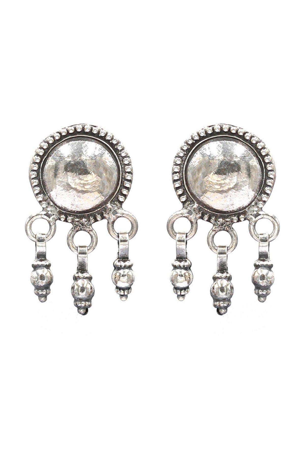 Oxidized Silver Finish Handcrafted Dangler Earrings In Sterling Silver