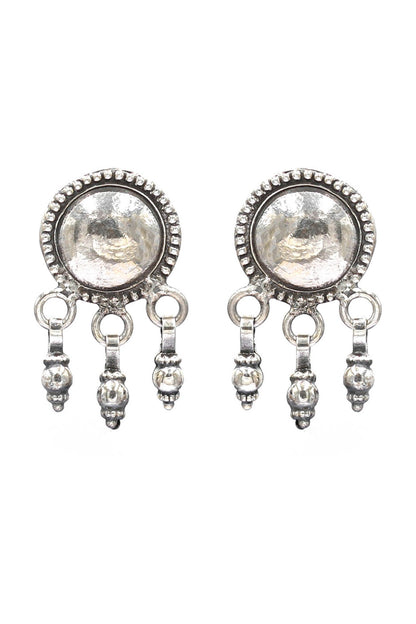 Oxidized Silver Finish Handcrafted Dangler Earrings In Sterling Silver
