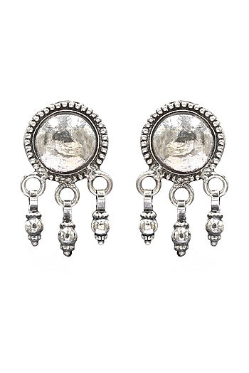 Oxidized Silver Finish Handcrafted Dangler Earrings In Sterling Silver