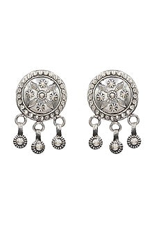 Oxidized Silver Finish Handcrafted Dangler Earrings In Sterling Silver