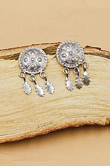 Oxidized Silver Finish Handcrafted Dangler Earrings In Sterling Silver
