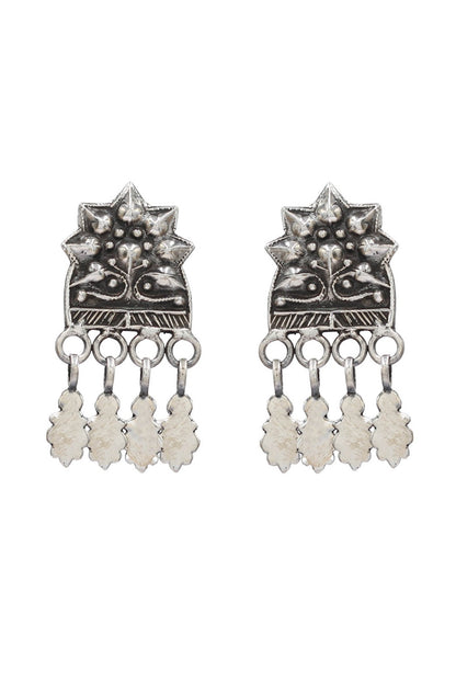 Oxidized Silver Finish Handcrafted Dangler Earrings In Sterling Silver