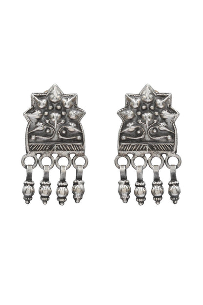 Oxidized Silver Finish Handcrafted Dangler Earrings In Sterling Silver