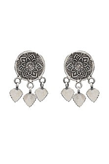 Oxidized Silver Finish Handcrafted Dangler Earrings In Sterling Silver