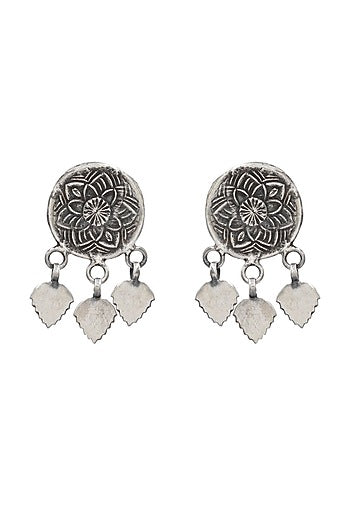 Oxidized Silver Finish Handcrafted Dangler Earrings In Sterling Silver