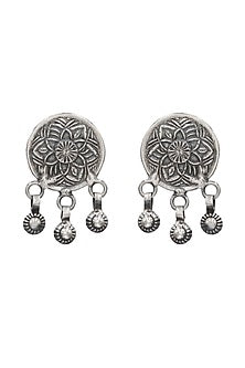 Oxidized Silver Finish Handcrafted Dangler Earrings In Sterling Silver