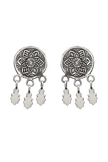 Oxidized Silver Finish Handcrafted Dangler Earrings In Sterling Silver