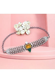 Silver Finish Yellow Hydro Stone Handcrafted Necklace