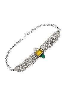 Silver Finish Yellow Hydro Stone Handcrafted Necklace