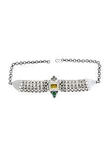 Silver Finish Yellow Hydro Stone Handcrafted Necklace