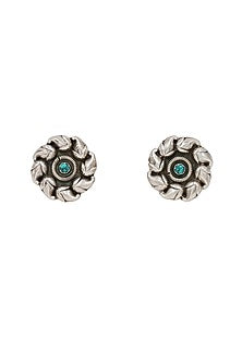 Silver Finish Turquoise Stone Handcrafted Stud Earrings