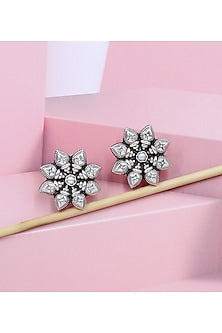 Silver Finish Handcrafted Stud Earrings