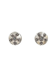 Silver Finish White Hydro Stone Handcrafted Stud Earrings