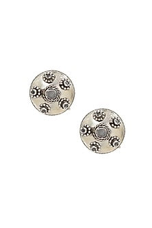 Silver Finish White Hydro Stone Handcrafted Stud Earrings