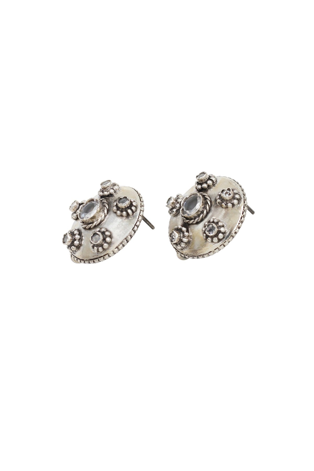 Silver Finish White Hydro Stone Handcrafted Stud Earrings