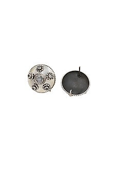 Silver Finish White Hydro Stone Handcrafted Stud Earrings