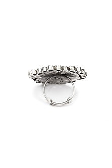 Silver Finish Checkered Pattern Engraved Ring In Sterling Silver