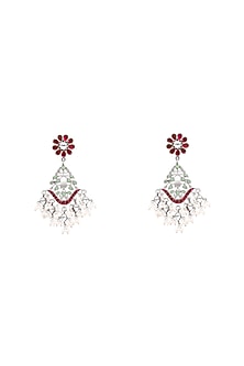 Silver Finish Kundan Polki Dangler Earrings In Sterling Silver