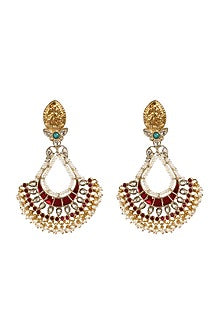 Silver Finish Ruby Stone Dangler Earrings In Sterling Silver