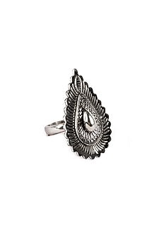 Silver Finish Leaf Ring In Sterling Silver