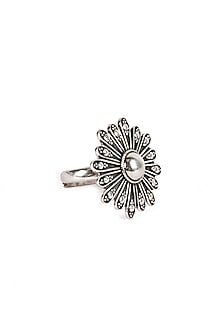 Silver Finish Floral Ring In Sterling Silver