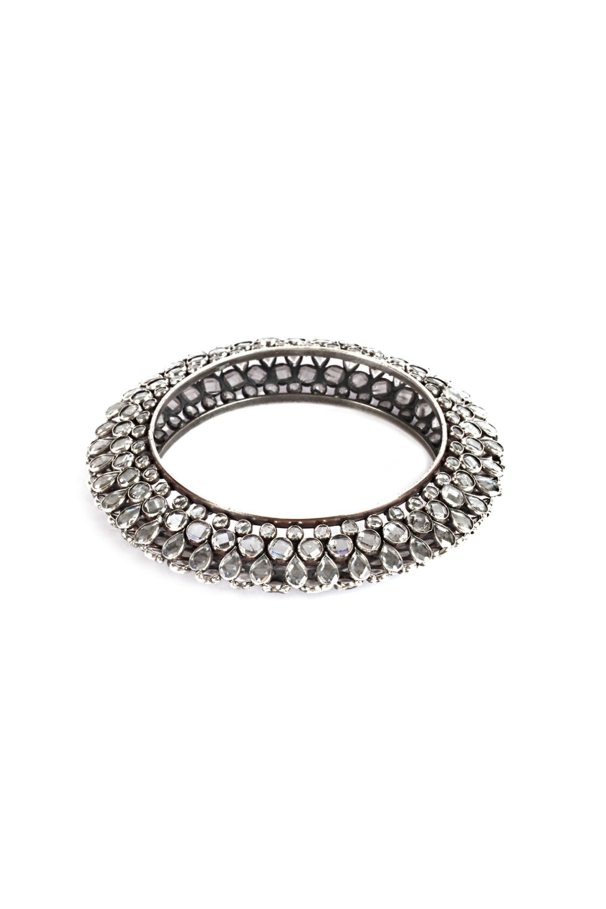 Silver Finish Mojinite Bangle In Sterling Silver