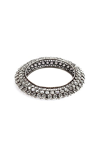 Silver Finish Mojinite Bangle In Sterling Silver
