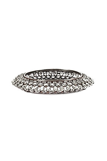 Silver Finish Mojinite Bangle In Sterling Silver