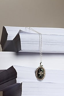 Silver Finish Onyx Necklace In Sterling Silver