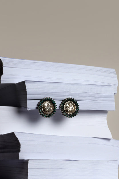 Silver Finish Turquoise Stone Stud Earrings In Sterling Silver