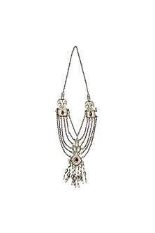 Silver Finish Onyx Necklace In Sterling Silver