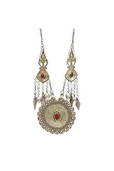 Two-Tone Finish Red Onyx Necklace In Sterling Silver