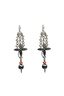 Silver Finish Multi-Colored Stone Dangler Earrings In Sterling Silver