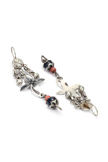 Silver Finish Multi-Colored Stone Dangler Earrings In Sterling Silver