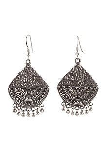 Silver Finish Ghungroo Dangler Earrings In Sterling Silver