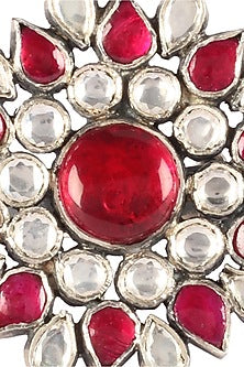 Silver Ruby Floral Handcrafted Ring In Sterling Silver