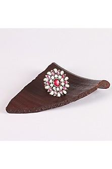 Silver Ruby Floral Handcrafted Ring In Sterling Silver