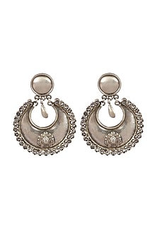 Silver Handcrafted Chandbali Earrings In Sterling Silver