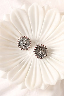 Silver Emerald Stud Earrings In Sterling Silver
