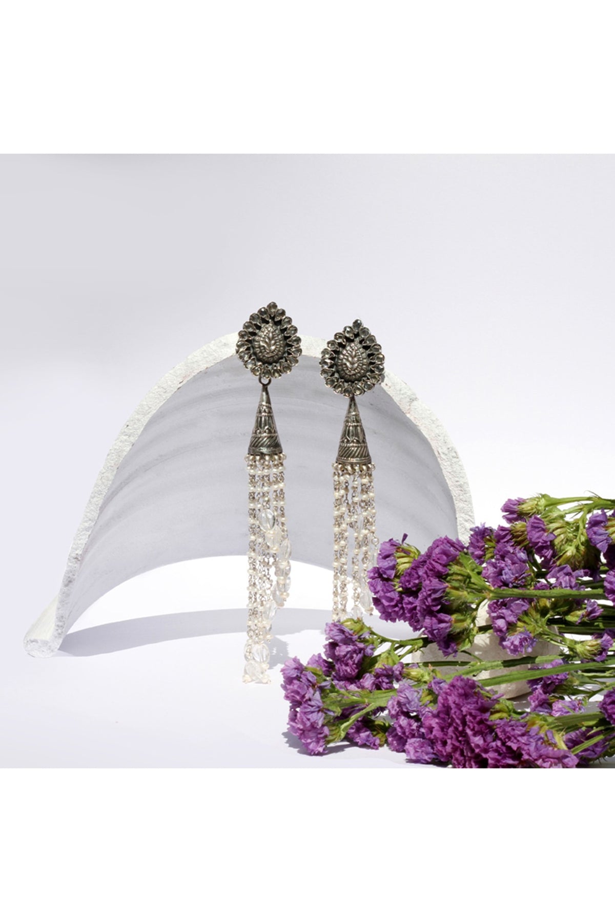 Silver Oxidised Finish Dangler Earrings In Sterling Silver