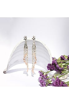 Silver Oxidised Finish Ruby Dangler Earrings In Sterling Silver