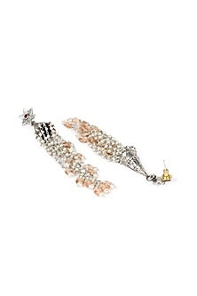 Silver Oxidised Finish Ruby Dangler Earrings In Sterling Silver