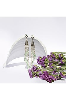 Silver Oxidised Finish Onyx Dangler Earrings In Sterling Silver