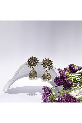 Silver Oxidised Finish Dangler Earrings In Sterling Silver