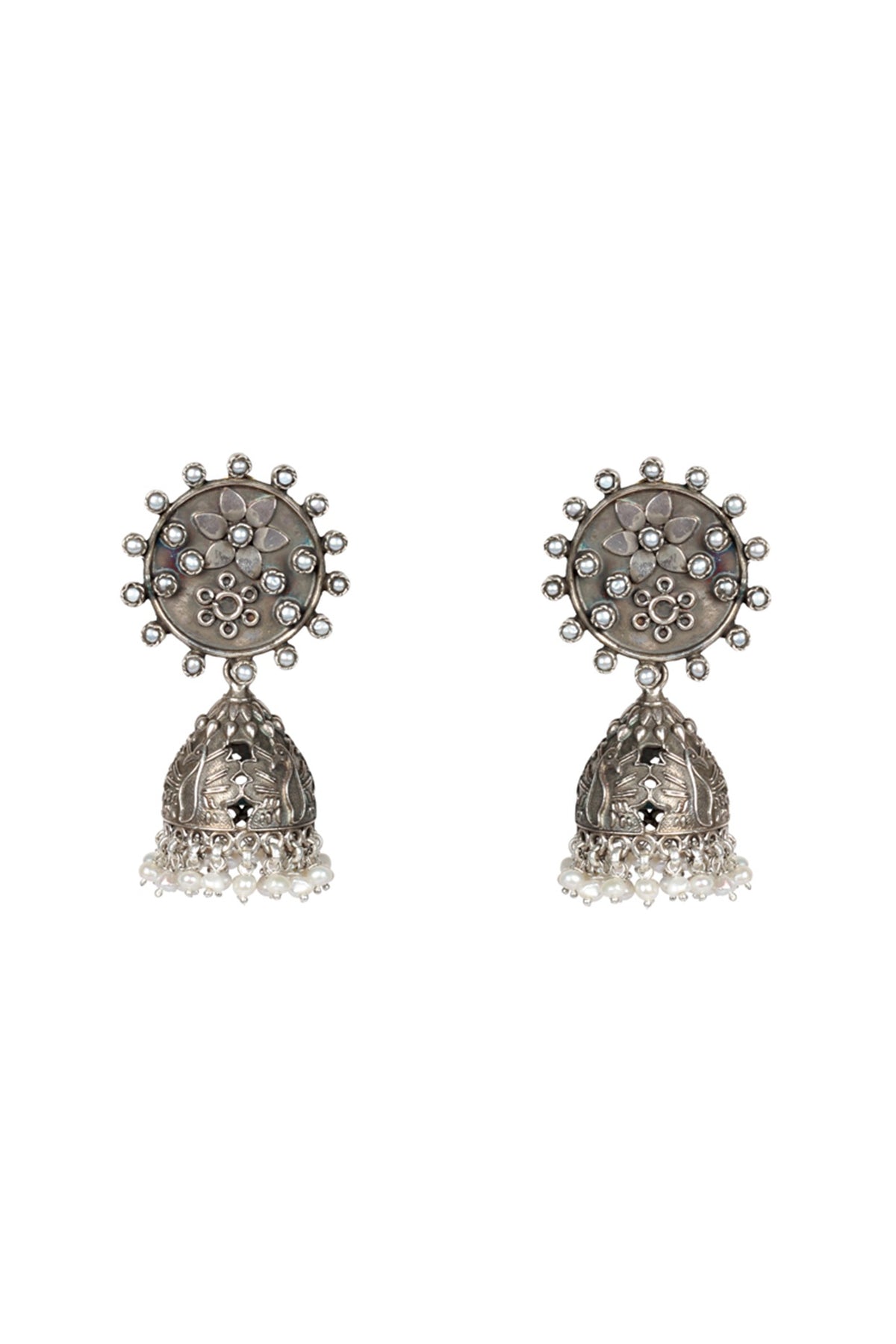 Silver Oxidised Finish Dangler Earrings In Sterling Silver