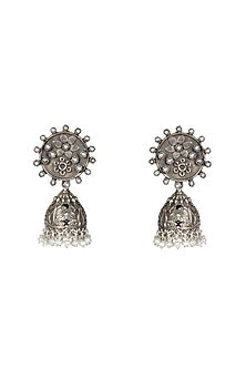 Silver Oxidised Finish Dangler Earrings In Sterling Silver