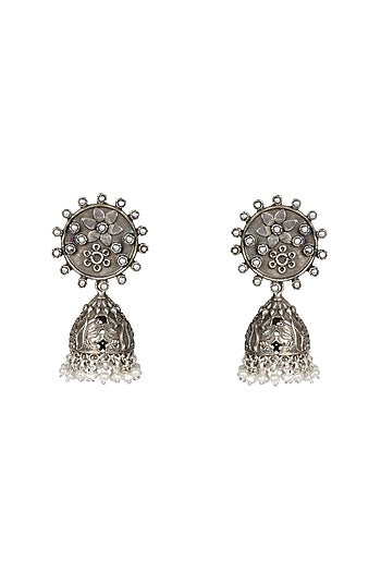 Silver Oxidised Finish Dangler Earrings In Sterling Silver